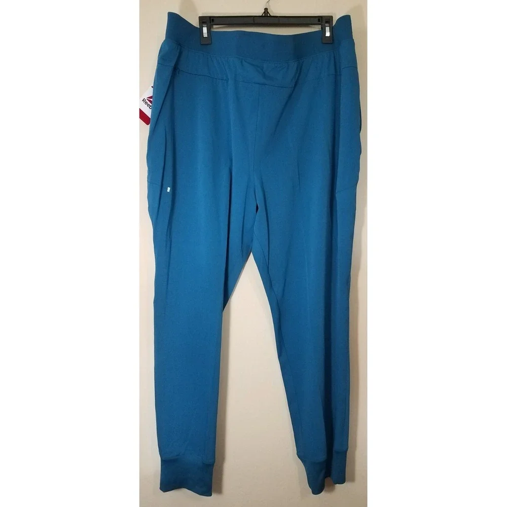 Reebok Distance Woven Jogger Pants Men 2XL Athletic Blue Coral Teal‎ Pockets NEW